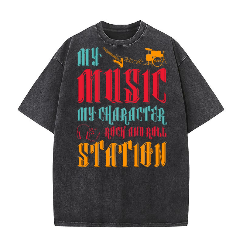 My Music My Character Rock And Roll Station (1) Washed T-Shirt