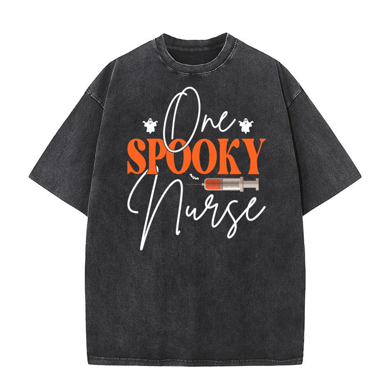 One Spooky nurse Washed T-Shirt
