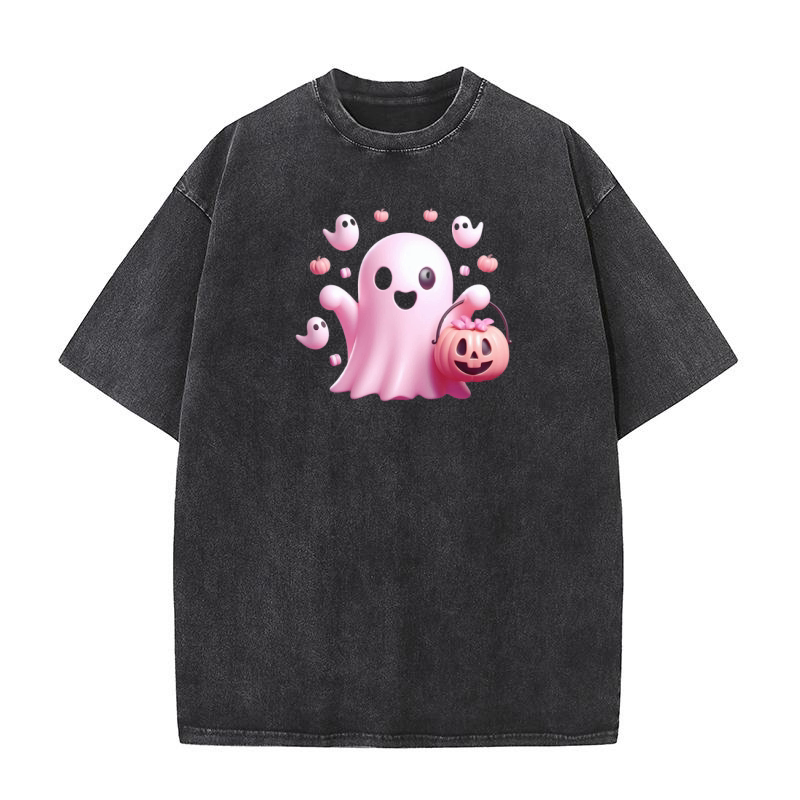 Pink Halloween , Spooky Ghost (4) Washed T-Shirt