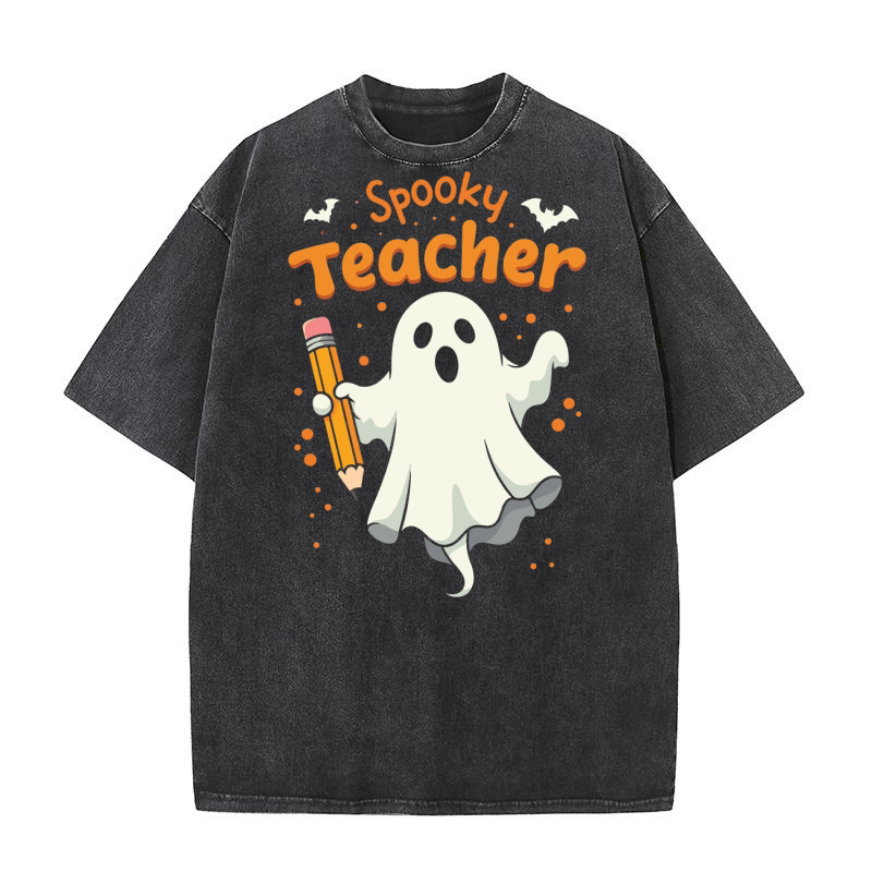 Spooky Teacher Halloween 10.04 Washed T-Shirt