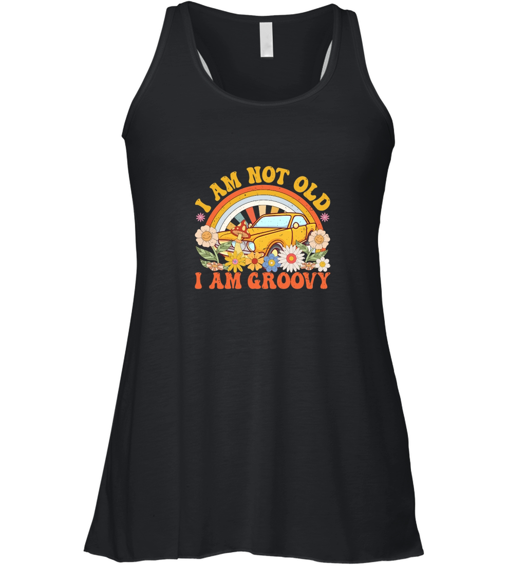I am not old i am grooy Retro Vintage Groovy 70s Hippe Women's Flowy Tank Top