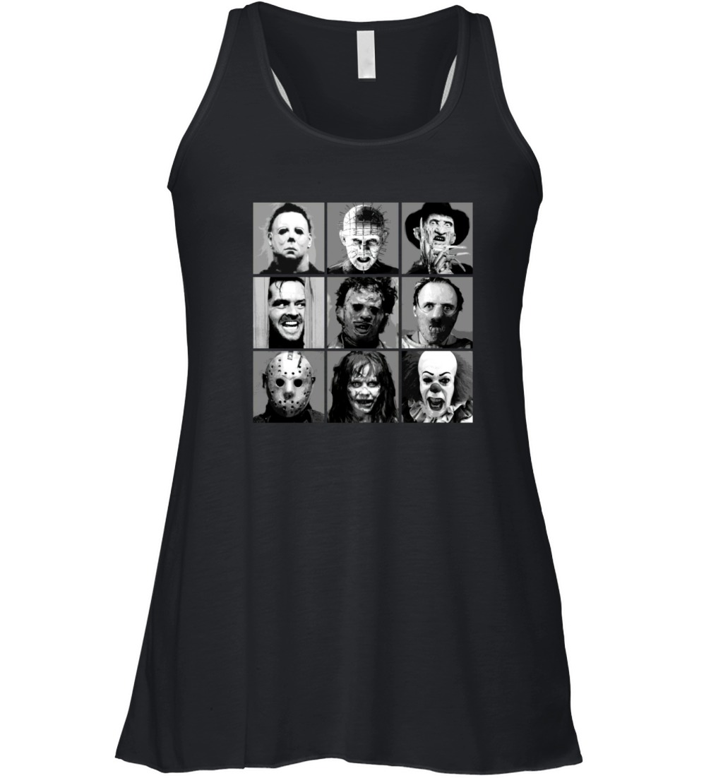 vintage style Funny Face Horror Halloween Movie Characters Version Women's Flowy Tank Top