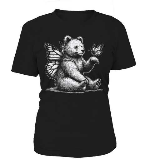 Bear With Butterfly Wings Vintage D White GR Women's T-Shirt