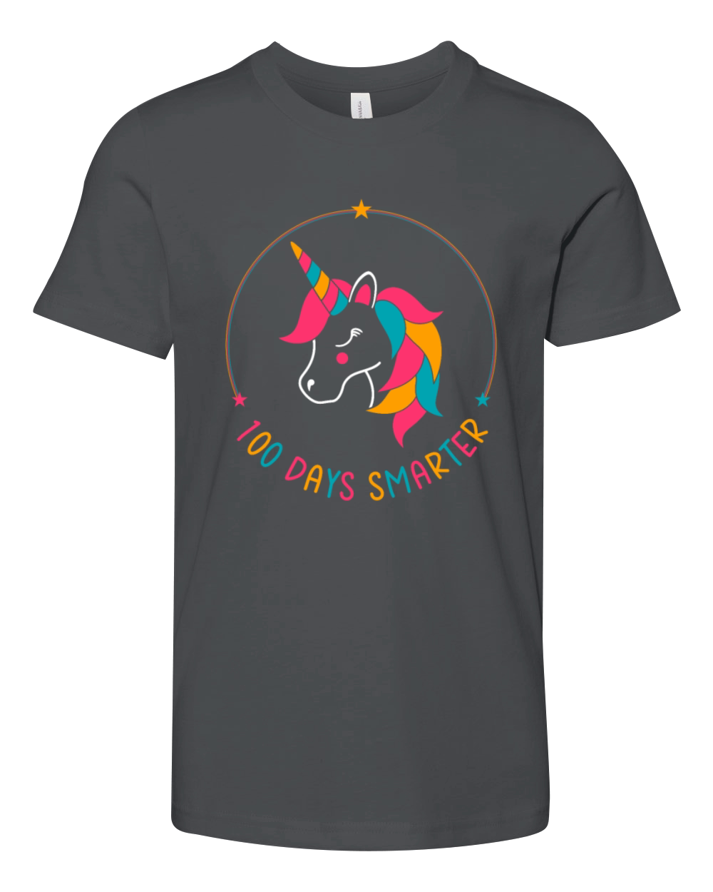 100 Days Smarter - 100 of School Unicorn Youth Unisex Jersey Tee
