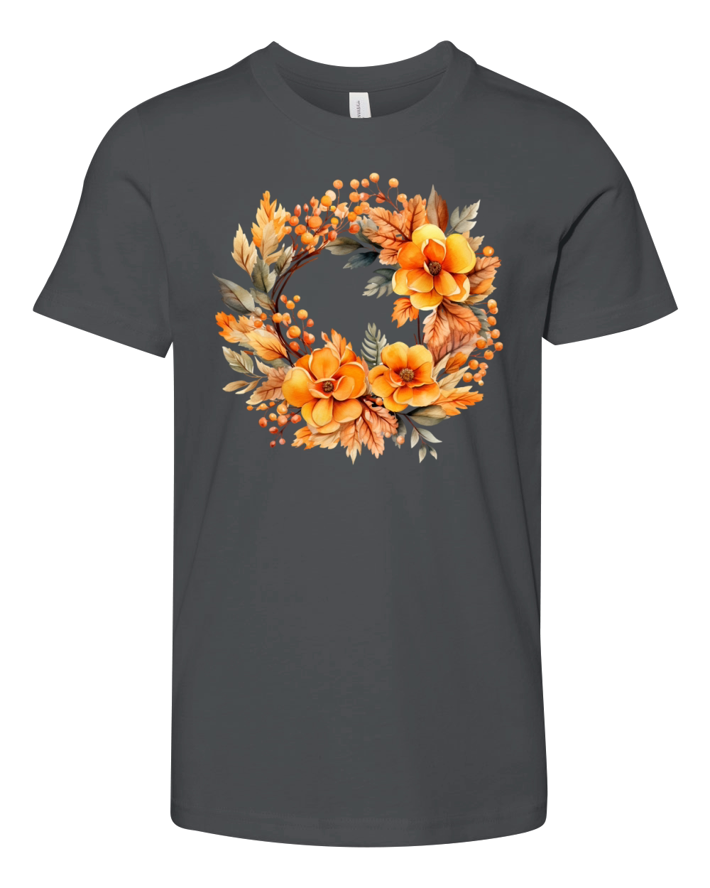 Autumn Fall Floral Frame 05 Youth Unisex Jersey Tee