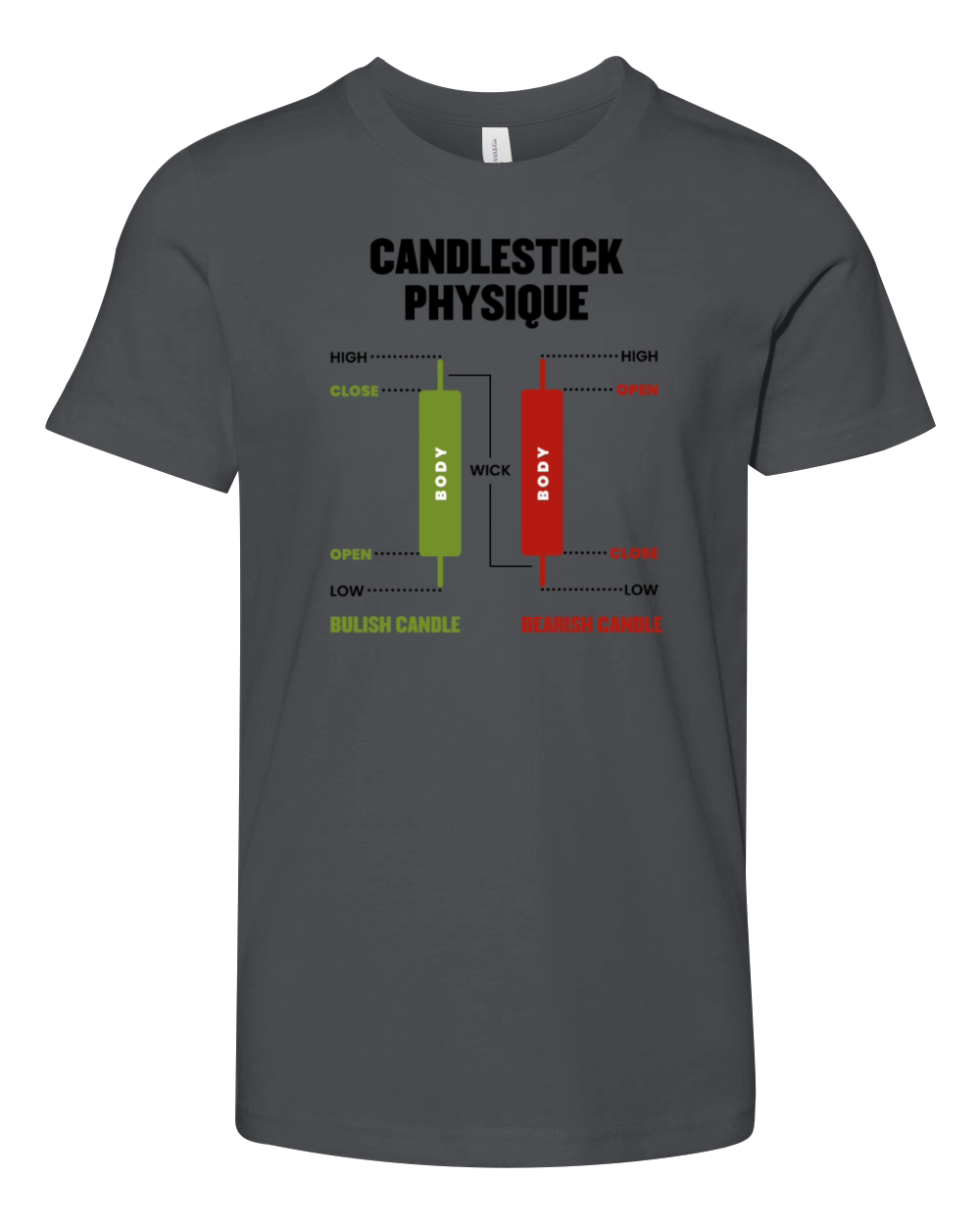 Candlestick Physique Stock Market Day Trader Youth Unisex Jersey Tee