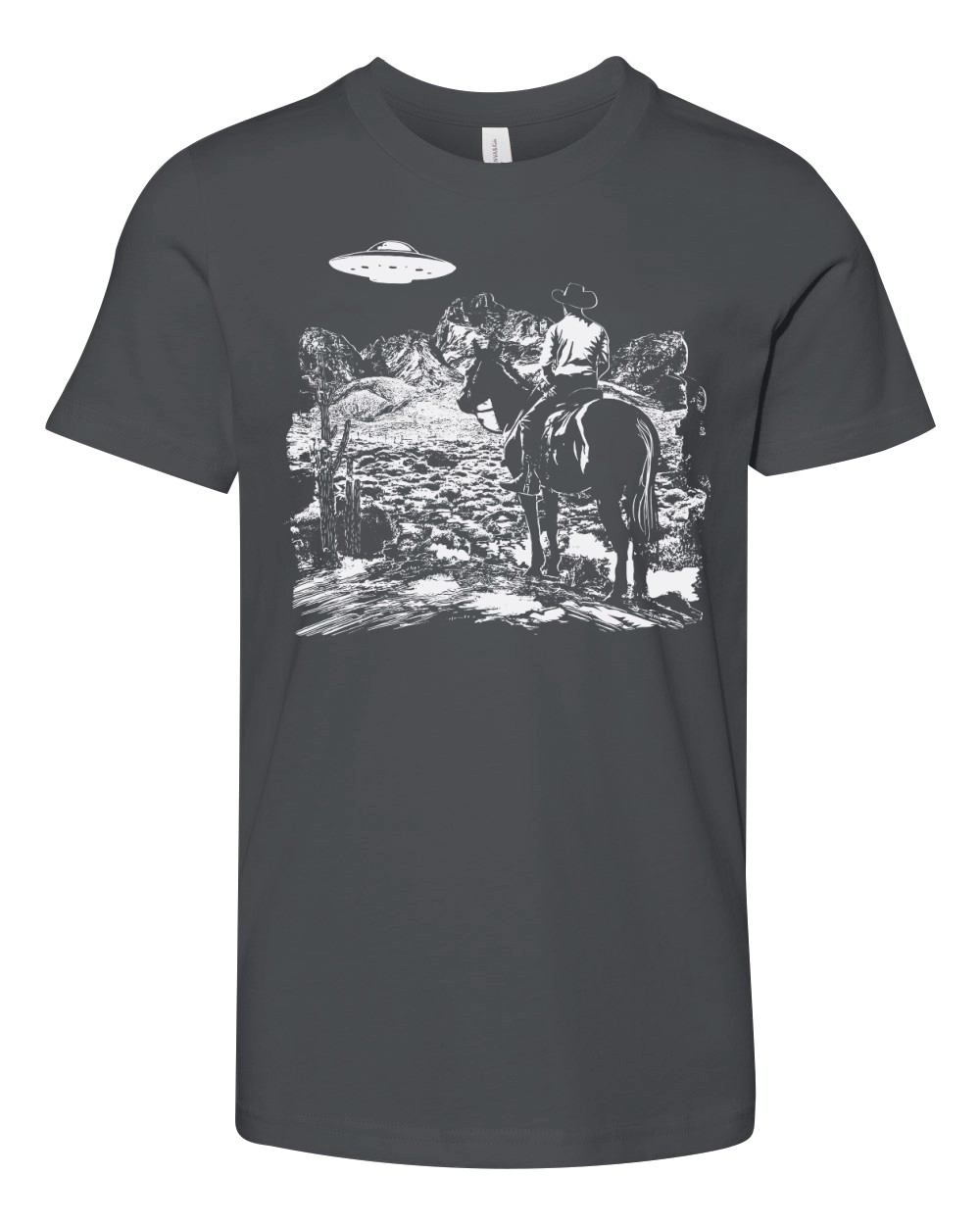 Cowboy UFO Black White Youth Unisex Jersey Tee