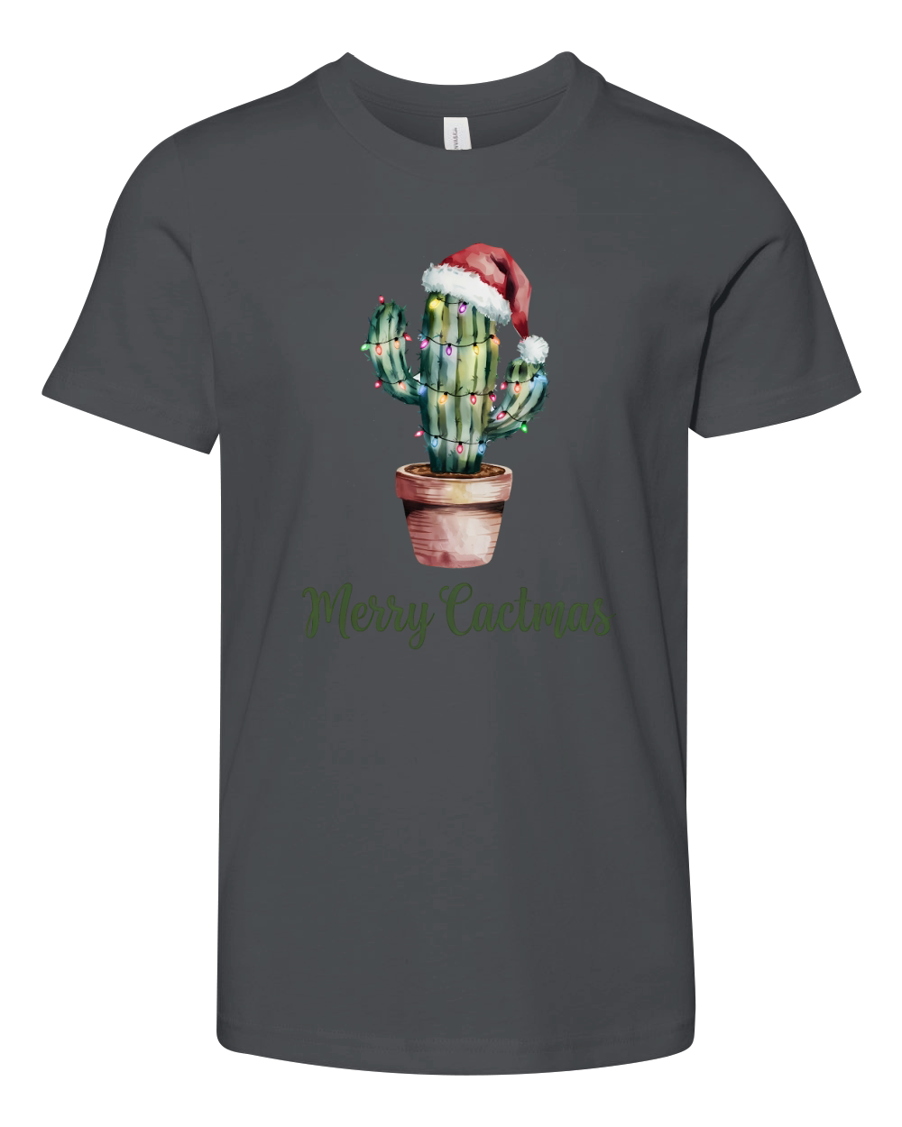 Merry Cactmas Vintage Christmas 02 Youth Unisex Jersey Tee