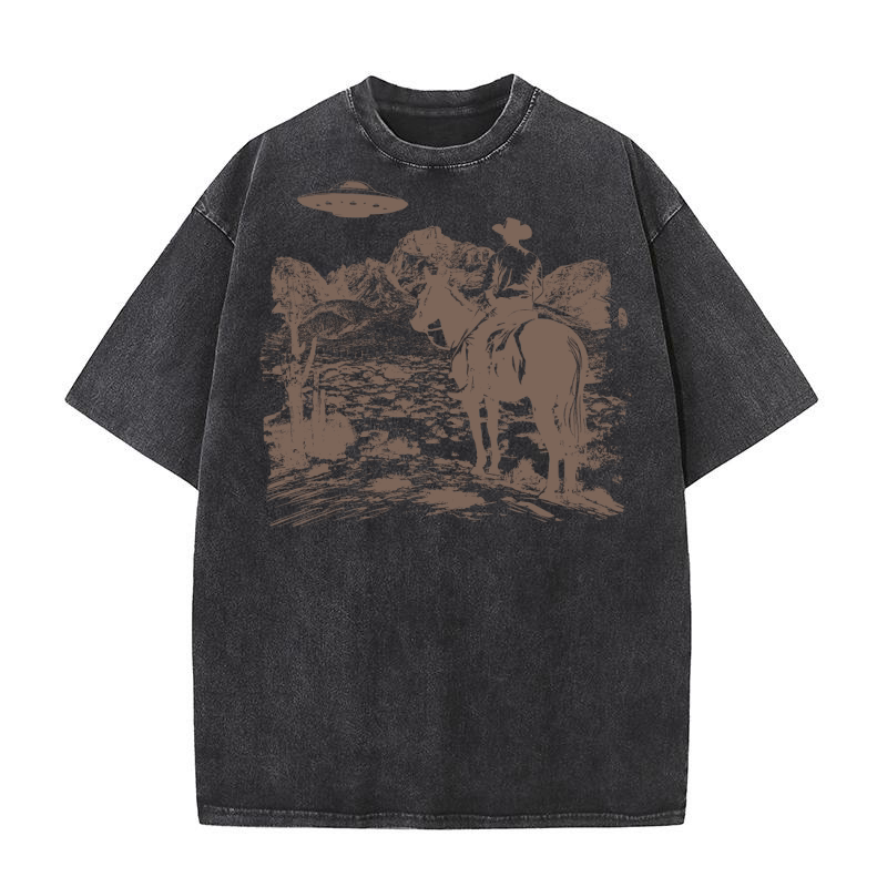 Cowboy UFO LightBrown Washed T-Shirt