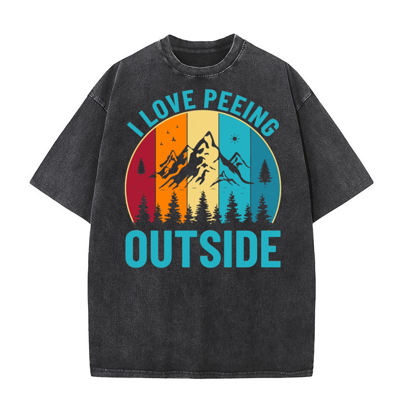 Hiking Mountain i love peeing outside 2 Washed T-Shirt