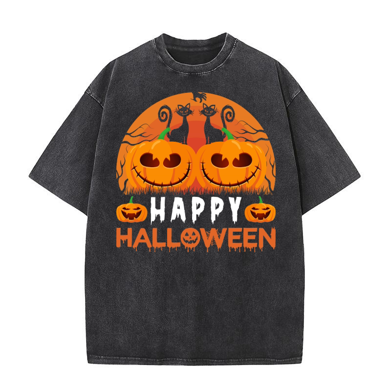 happy halloween cat Washed T-Shirt