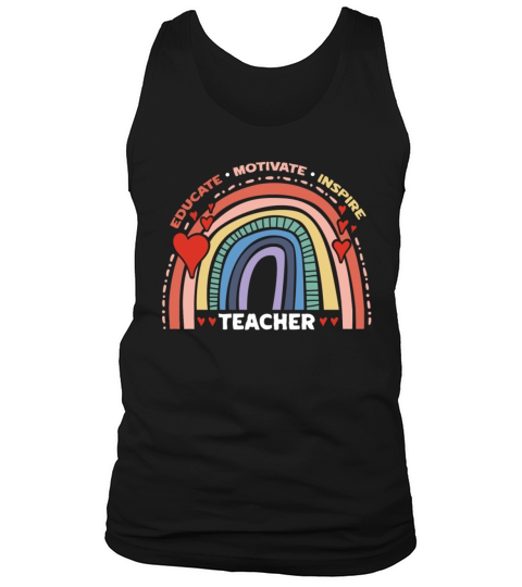 Educate Motivate Inspire Teacher Rainbow Boho Tank Top Unisex