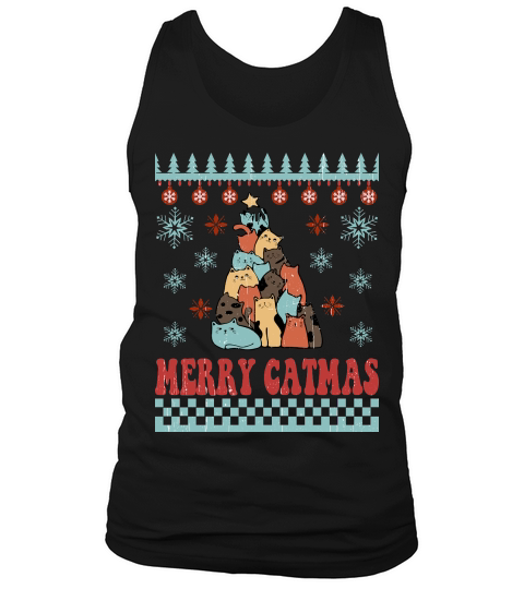 Merry catmas Ugly Christmas Sweater Tank Top Unisex