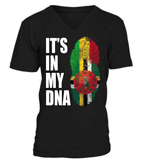 Malian And Dominica Mix Heritage DNA Flag V-Neck T-shirt