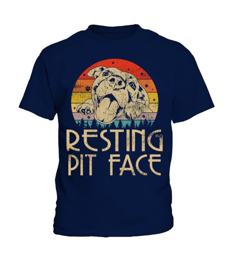 Vintage Pitbull Resting Pit Face Funny Pitbull Lov Kids T-Shirt