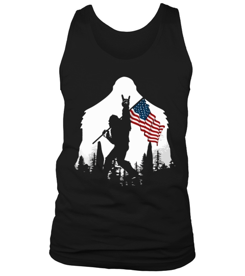 Bigfoot American Flag In The Forest Tank Top Unisex