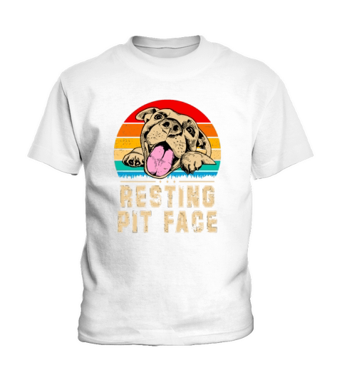 Resting Pit Face Funny Pitbull Dog Lover Vintage C Kids T-Shirt