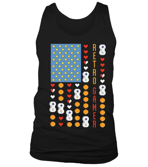8 Bit Retro Gamer American Flag - Gaming Tank Top Unisex