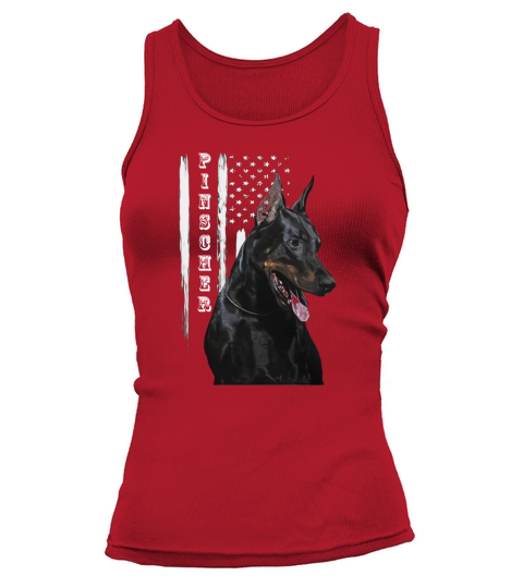 Doberman Pinscher with America US Flag Shirt Tank top Woman