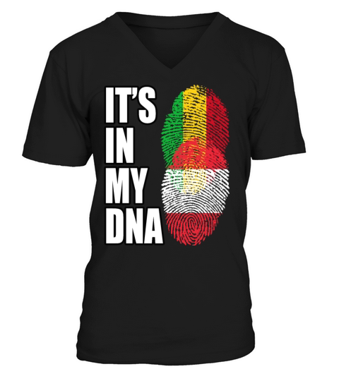 Malian And Austrian Mix Heritage DNA Flag V-Neck T-shirt