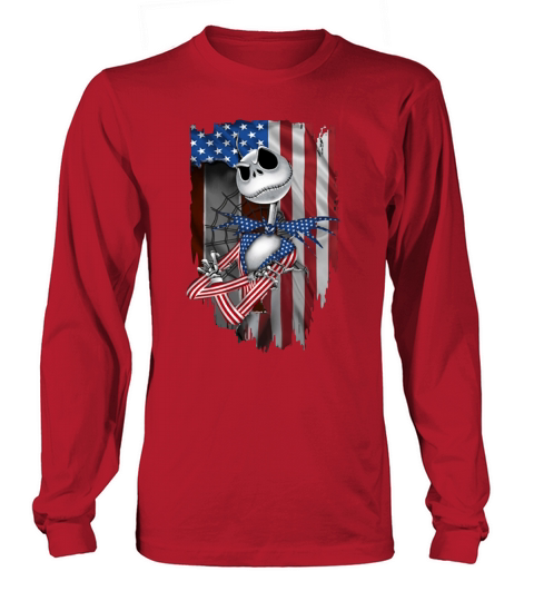 Jack Skellington American flag 4th of July shirt Long sleeved Unisex