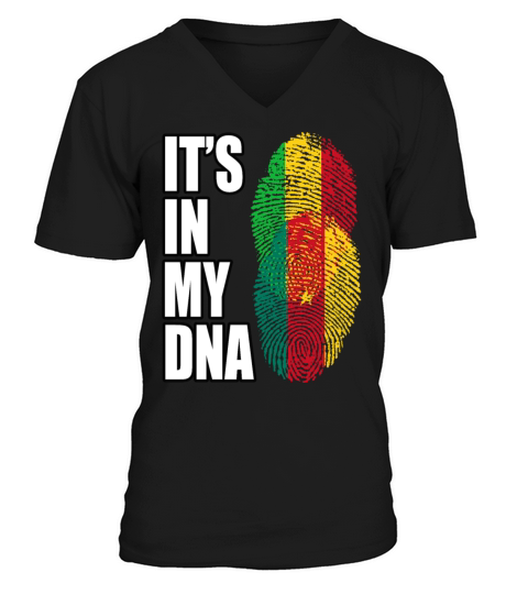 Malian And Cameroonian Mix Heritage DNA Flag V-Neck T-shirt