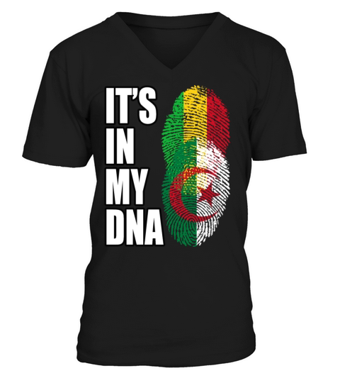 Malian And Algerian Mix Heritage DNA Flag V-Neck T-shirt