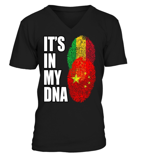 Malian And Chinese Mix Heritage DNA Flag V-Neck T-shirt