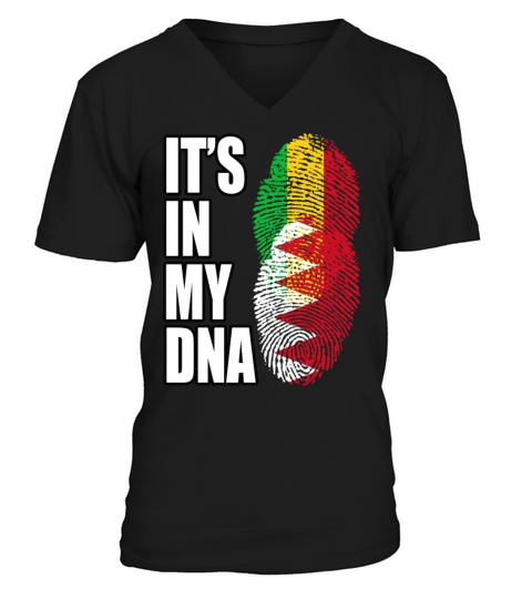Malian And Bahraini Mix Heritage DNA Flag V-Neck T-shirt