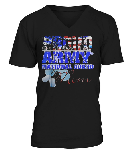 Proud Army National Guard Mom Usa Flag 1 V-Neck T-shirt