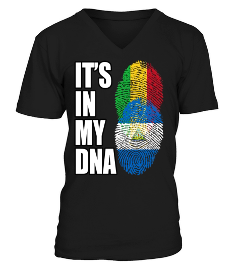 Malian And Nicaraguan Mix Heritage DNA Flag V-Neck T-shirt