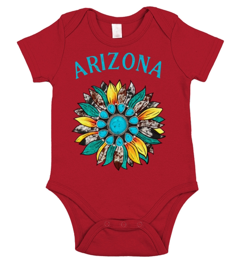 arizona turquoise sunflower Short Sleeve Baby One-Piece