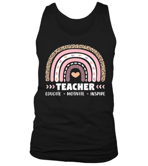 Teacher Educate Motivate Inspire Boho Rainbow Tank Top Unisex