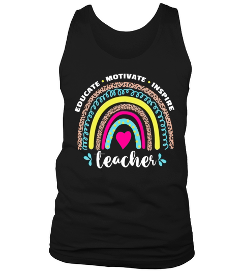 Educate Motivate Inspire Teacher Leopard Boho Tank Top Unisex
