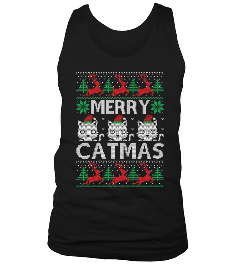 Merry Catmas ugly Christmas sweater Tank Top Unisex