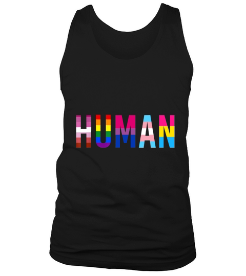 HUMAN LGBT Flag Gay Pride Month Transgender Rainbow Lesbian T-Shirt Tank Top Unisex