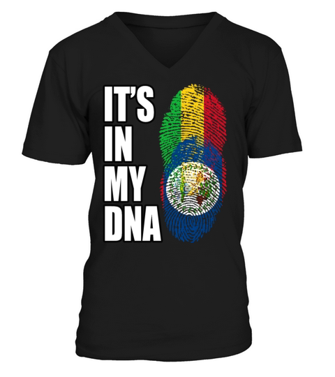 Malian And Belizean Mix Heritage DNA Flag V-Neck T-shirt
