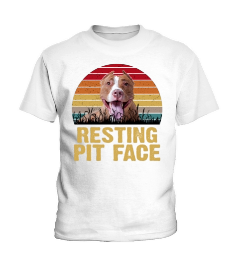 Resting Pit Face Vintage Pitbull Dog Lovers Funny Kids T-Shirt