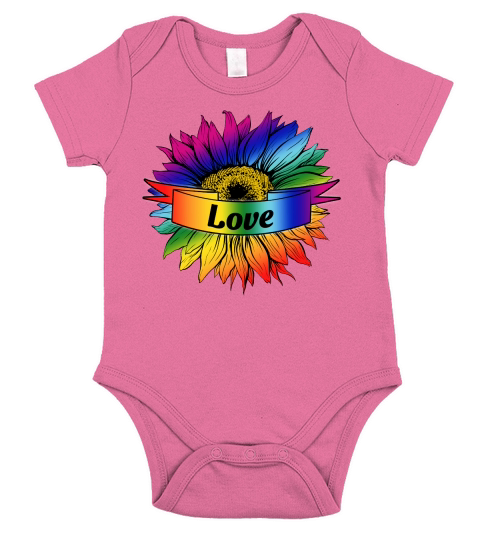 Love Pride Sunflower LGBT Short Sleeve Baby One-Piece