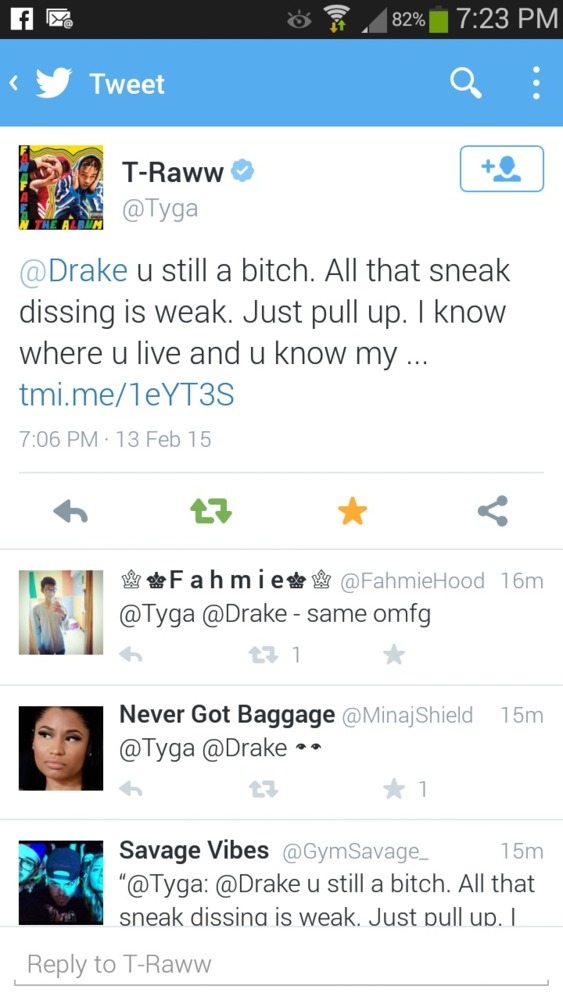 Tyga Responds to Drake