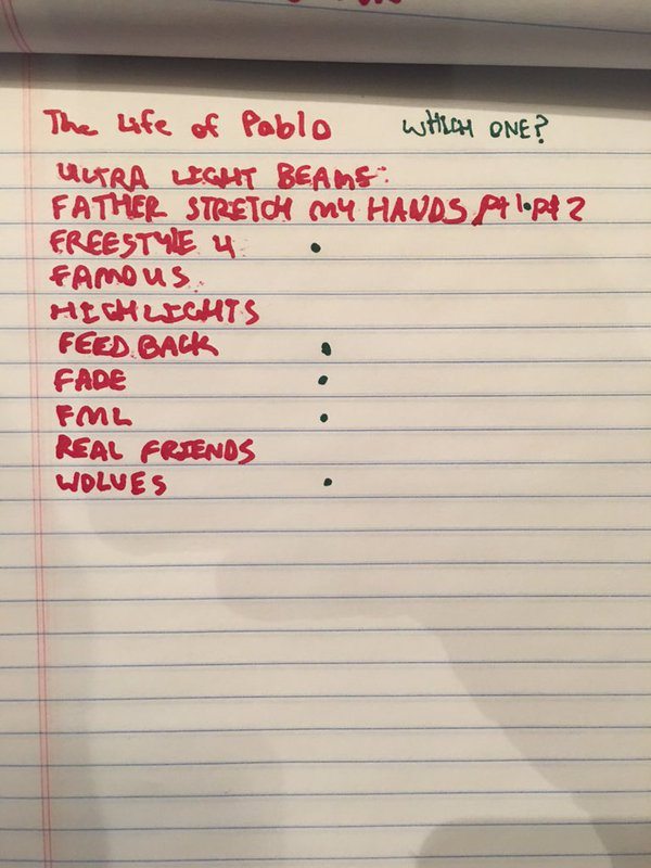 The Life Of Pablo Tracklist