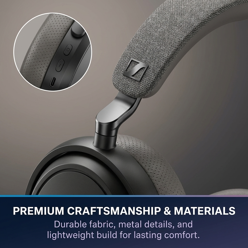 Sennheiser Momentum 4 Wireless Noise Cancelling Headphones - Bluetooth Headset for Crystal-Clear Calls with Adaptive Noise Cancellation, Over-Ear Headphones, 60h Battery Life, Folding Design, Black - Image 19