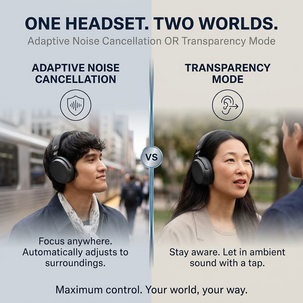 Sennheiser Momentum 4 Wireless Noise Cancelling Headphones - Bluetooth Headset for Crystal-Clear Calls with Adaptive Noise Cancellation, Over-Ear Headphones, 60h Battery Life, Folding Design, Black - Image 26