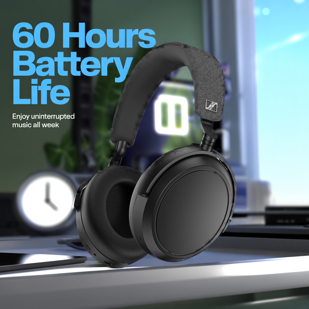 Sennheiser Momentum 4 Wireless Noise Cancelling Headphones - Bluetooth Headset for Crystal-Clear Calls with Adaptive Noise Cancellation, Over-Ear Headphones, 60h Battery Life, Folding Design, Black - Image 16