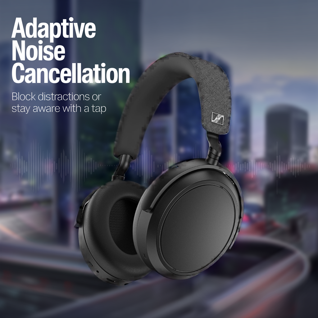 Sennheiser Momentum 4 Wireless Noise Cancelling Headphones - Bluetooth Headset for Crystal-Clear Calls with Adaptive Noise Cancellation, Over-Ear Headphones, 60h Battery Life, Folding Design, Black - Image 21