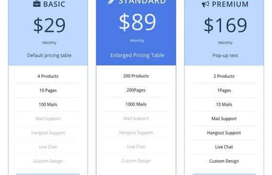 pricing table 560x360
