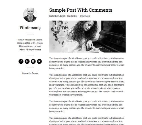 StudioPress Winter Song Pro Genesis WordPress Theme 1.1