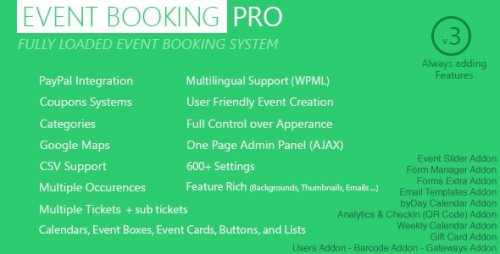 Event Booking Pro – WP Plugin [paypal or offline] 3.951