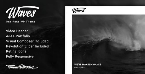 Waves Fullscreen Video OnePage WordPress Theme 1.0.4