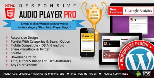 Responsive HTML5 Audio Player PRO WordPress Plugin 3.5.3